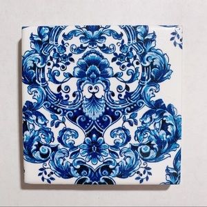 Decoupage Royal Blue Medallion Ceramic Coster